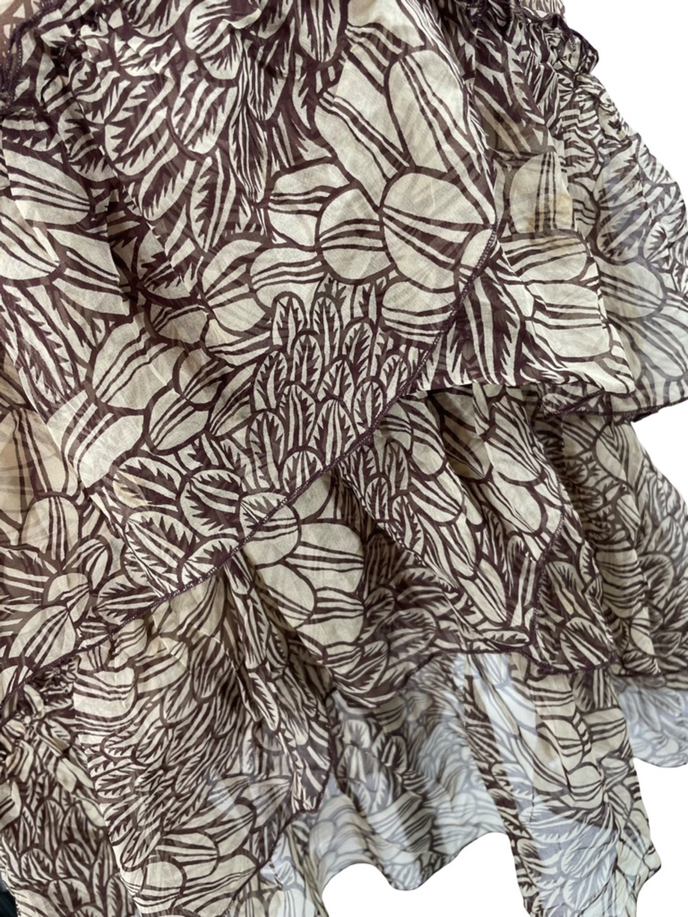 Miss Sixty Women's Tiered ruffle mini skirt Size S Brown, Tan Good Used - Picture 5 of 12